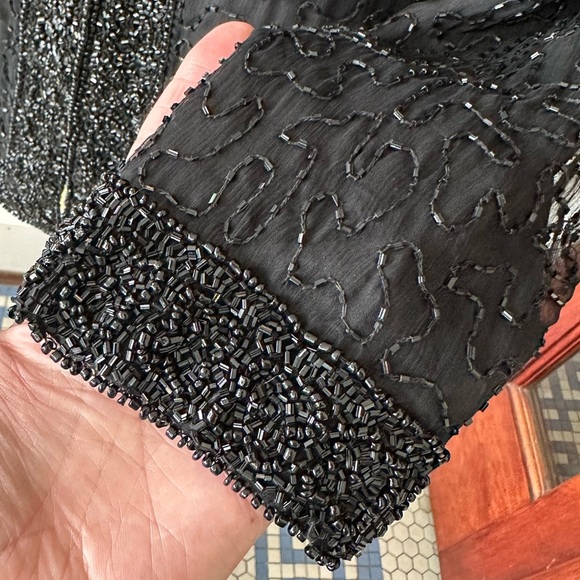 Laurence Kazar | Vintage Black Beaded Silk Jacket - Picture 4 of 8